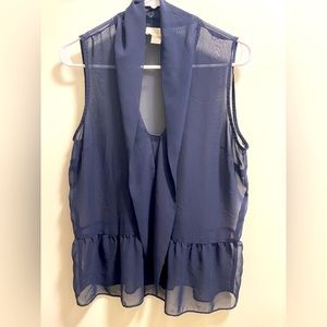 LOFT sheer navy top
